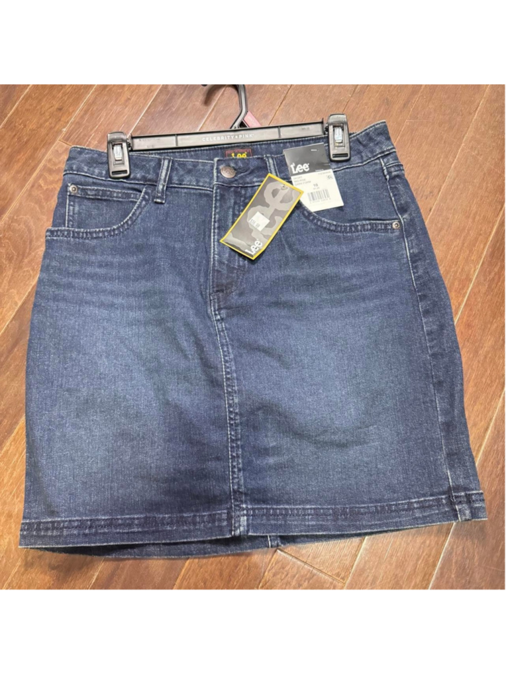 Lee dark wash denim mini skirt with built in shorts, size 10 #miniskirt #builtin